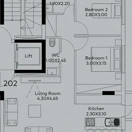 Апартаменты The Qube 2 Bedroom Premium