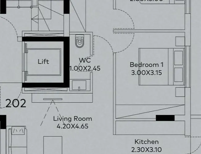 アパート The Qube 2 Bedroom Premium